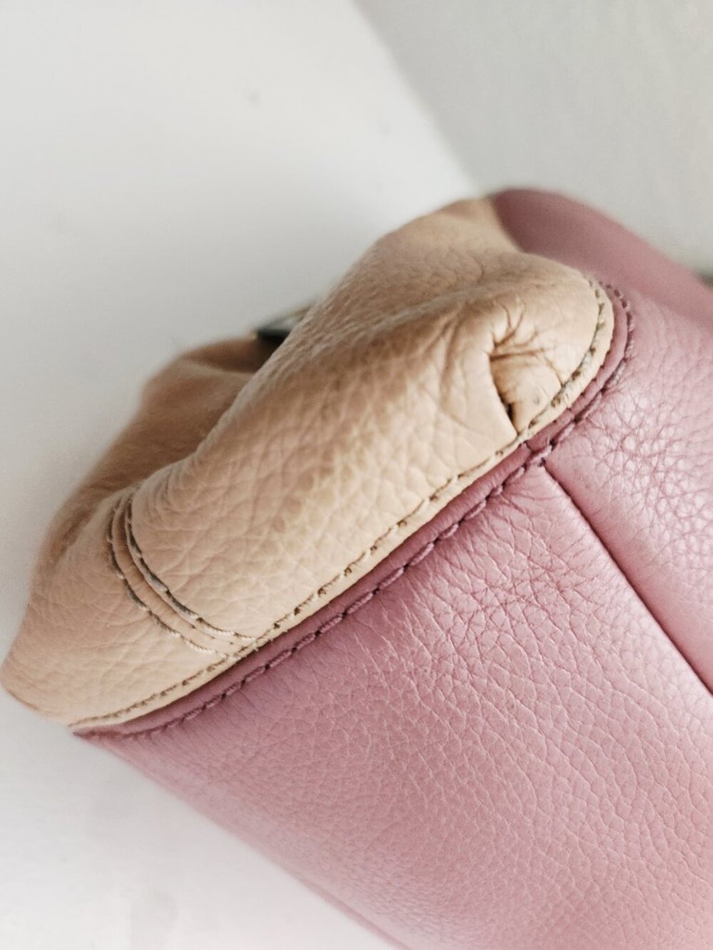 Like New Rare Coach Two-Tone Pink & Tan Leather Shoulder Bag Purse - Picture 12 of 14